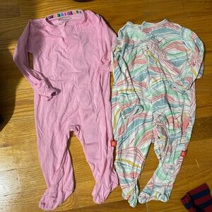Magnetic Me Pink and Striped baby girls sleepers Footies 0-3